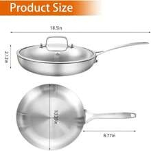 10inch Tri-Ply Stainless Steel Pan With Lid, Induction Stainless Steel Frying Pan With Lid, Oven Safe Skillet 10in, Heat Quickly And Evenly, Durable Stainless Steel Cookware