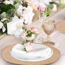 4pcs/Set 32*32cm Round Placemats, Natural Jute Burlap Material, Kitchen Tabletop Decor, Suitable For Events Party, Birthday, Wedding, Christmas, New Year - Khaki - View 10