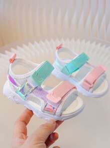 Baby/Toddler Boys/Girls Colorful Soft Sole Hook And Loop Beach Sandals - White - View 3