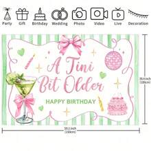1PC A Tini Bit Older Theme Cocktail Pink Bow Backdrop, Birthday Cake Party Decoration. Multi-Size, Multi-Purpose Party Backdrop Cloth For Men And Women - Universal Decoration For All Seasons, Indoor And Outdoor Decoration, Photography Studio, Garden Decoration, Party Decoration And Phone Booth.