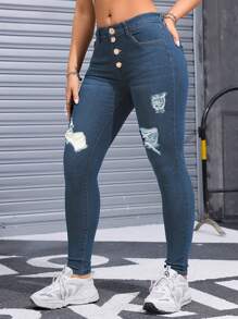 Jeans push up mezclilla dama cintura alta curvy corte recto colombiano -ZANA - azul - Ver 2