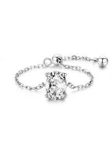1 chiếc nhẫn độc đáo có thể điều chỉnh bằng Zirconia, nhẫn ngón cái cho nữ, quà tặng trang sức bạc Sterling S925 cao cấp dành cho nữ - Bạc - Xem 8