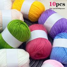 10 piezas Hilo de mezcla de seda de lujo [Aproximadamente 500g/10 Bolas por paquete] Hilo tejido suave y amigable con la piel de lana y cachemir - Adecuado para suéteres, bufandas, sombreros, mantas para bebés, cárdigans y chaquetas | Disponible en varios colores y multicolor