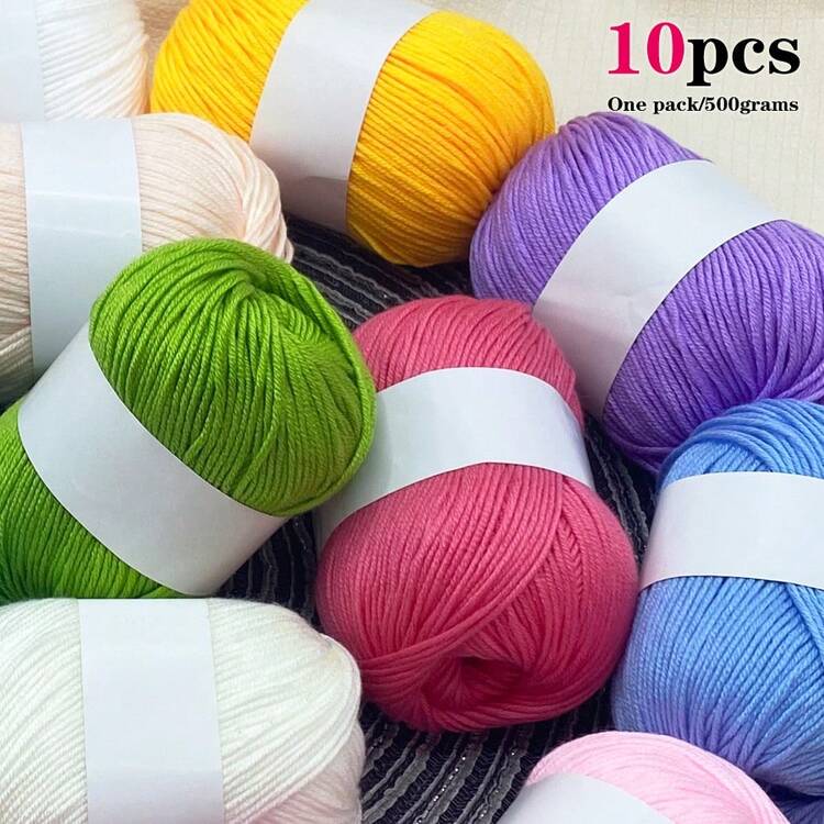 10 件装奢华真丝混纺纱线 [每包约 500 克/10 球] 柔软亲肤的羊毛和羊绒编织纱线 - 适用于毛衣、围巾、帽子、婴儿毯、开衫和夹克 | 多种颜色可选 - 彩色 - 查看 4