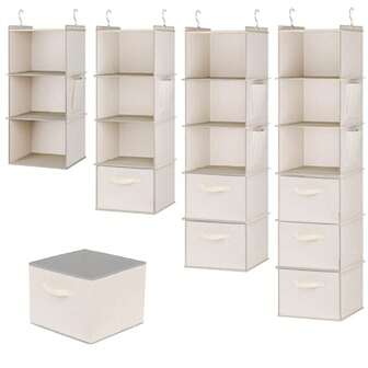 1 pieza Bolsa colgante de almacenamiento de tela no tejida, organizador de armario de varias capas, bolsa de almacenamiento de ropa resistente al agua y al polvo, organizador colgante versátil para el armario, bolsa de almacenamiento de ropa para el hogar y el dormitorio, organizador de armario para accesorios y artículos escolares