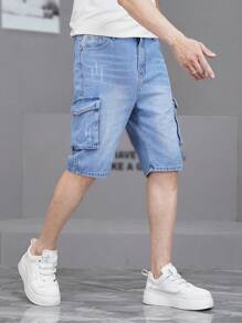 Teen Boy Straight-Leg Mid-Length Denim Shorts