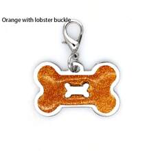 宠物项圈配件，彩色闪光骨头形宠物身份标签