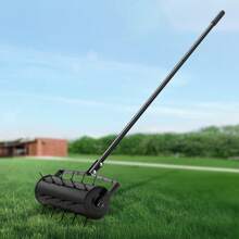 Rolling Lawn Aerator, 18-Inch/ 21-Inch  Heavy-Duty Manual Rolling Aerator Lawn With Detachable Handle And 27 /33Iron Spikes, Rolling Lawn Aeration Tool For Garden Patio Yard Compacted Soils And Lawns, Black - 18inch 27 Iron Spikes - 查看 9