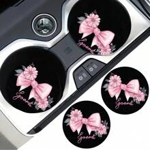 2 pièces Dessous de verre pour tasses de voiture avec imprimé nœud, tapis pour tasses de voiture stylé, séchage rapide et antidérapant