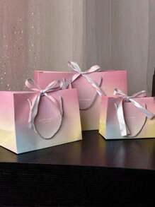 1 pieza Bolsa de regalo, Bolso estilo macaron, Bolsa de papel para empaque de cosméticos con asa de cinta