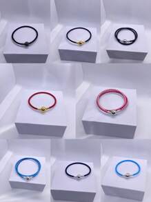 1 pièce Bracelet  rond à boucle de charme de haute qualité pour femmes, convient pour le port quotidien, compatible avec les perles de charme, cadeau parfait pour Noël et la Saint-Valentin