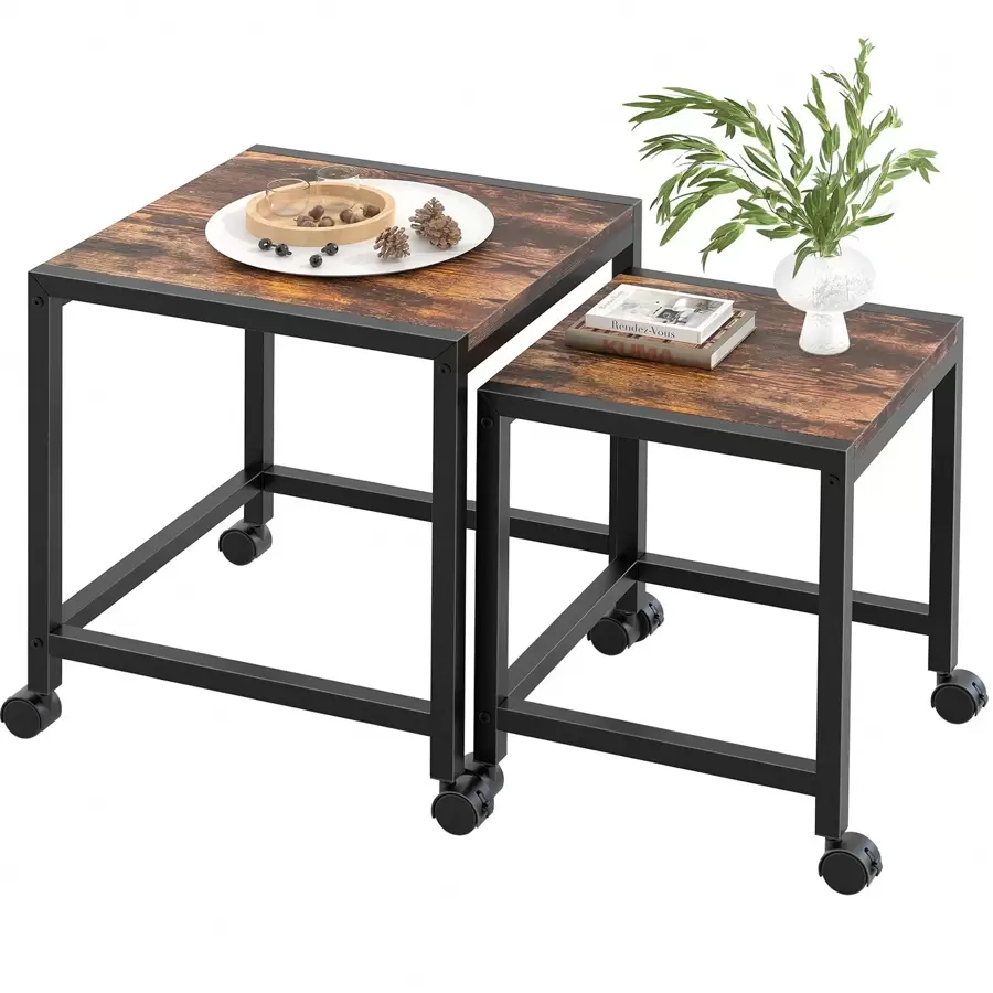 Mesa Para Jardín Apilable Mesa Auxliar Mesa Laterale Mesa De Centro Mesas Auxiliares Moderna De Madera Para Sala Estante Organizador Mesa De Centro Mesas Auxiliares Moderno - Granate - Ver 1