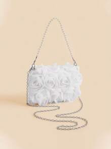New Pearl Flower Decor Evening Clutch Handbag, Shoulder/Cross-Body Bag For Formal Dresses