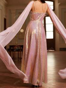 Women Elegant Romantic V-Neck Party Dress, Wedding Guest Dress, Formal Dress, Evening Dress, Gown
