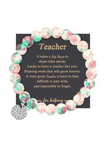 1PC Valentine's Day Gift For Teacher Apple Bracelet, Mother's Day Gift For Teacher, Christmas Gift For Teacher Apple Bracelet, Teacher's Day Gift For Teacher, Thanks Gift For Teacher, Mom, Mother, Mother's Day, Gift