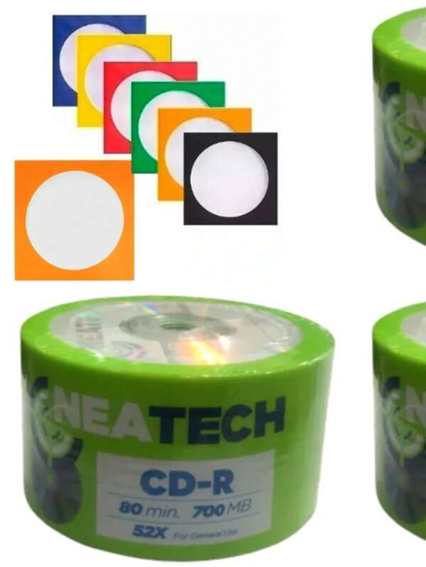 05 unidades de Mídia Virgem CD-R 52x 700mb 80min c/ envelopes - Neatech