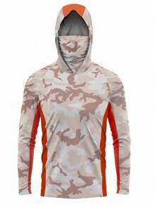 [Spring/Summer] Fishing Shirts Men Long Sleeve Mask Hooded Quick-Dry Fishing Clothes - Burnt Orange - View 1