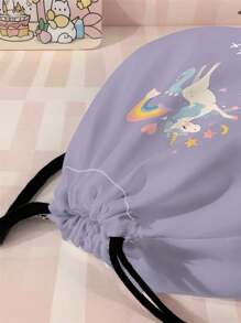 1pc Customized Name Pattern Drawstring Backpack, Can Be Customized According To Your Unique Design, Suitable For Children And Teenagers, Print Your Own Name Or Print The Name Of Your Sibling Or Classmate As A Gift Back To School Winter Gift Ideas Boy Girl Valentine's Day,Multi-Functional,Ornamental,Letter,Stylish,Soft,Modern,Colorful,Kawaii,Adorable,Cute,Casual,Custom,Personalised,Unique,Customized,Baby Gifts,Ideal Gifts For Him,Ideal Gifts For Her,Son,Daughter