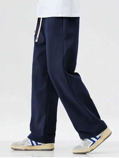 男士抽绳腰宽松阔腿休闲运动裤，秋冬款