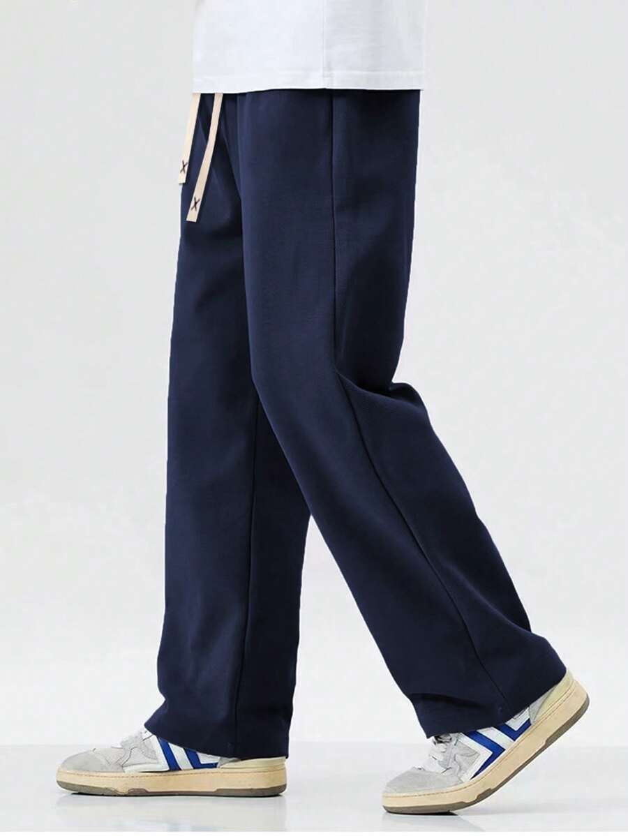 男士抽绳腰宽松阔腿休闲运动裤，秋冬款