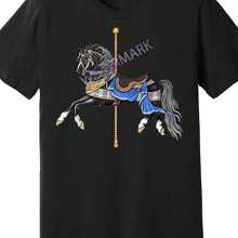 Camiseta gráfica de manga corta para hombre con diseño de caballo del carrusel semental negro 271588 divertida