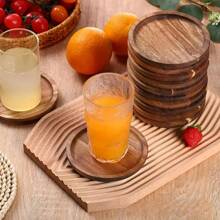 Small Round Acacia Wood Tray And Plate, Suitable For Coffee, Tea, Snacks, Desserts, Appetizers, Candle Holders, Home Decor, Dining Table Centerpiece - Yellow - View 8