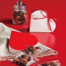 10 piezas Cajas de embalaje de papel en forma de corazón de doble cara color rojo, cajas de regalo plegables con diseño de amor para bodas y fiestas, embalaje creativo para dulces y repostería