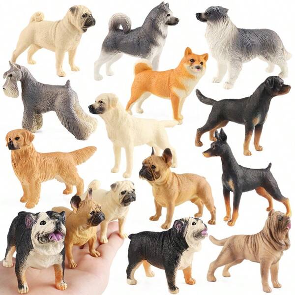 1 pièce Figurines de chien, figurines de chiots en plastique réalistes, jouets d'animaux de chien miniatures peints à la main, décorations de gâteaux de chien, cadeau de Noël et d'anniversaire pour enfants