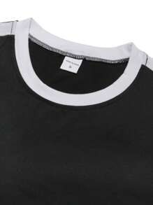 Tricou cu mânecă scurtă pentru bărbați de vară nou, ocazional, sport, fitness, birou, casă de vacanță, tricou de bază confortabil, îmbrăcăminte în aer liber - Negru - Vizualizare 3