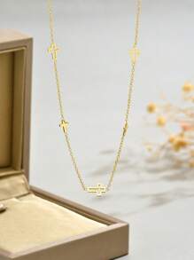 LIEBEIRIS 1 件 18K 镀金简约设计不锈钢项链，适合女性日常佩戴和礼物 - 金黃色 - 查看 3