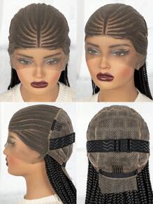 M MALAIKA Braided Wigs For Women Full Lace Cornrow Box Braided Wig Loc Wig Synthetic Lace Front Braided Wigs With Handmade Faux Locs Wig - màu đen - Xem 10