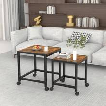 Mesa Para Jardín Apilable Mesa Auxliar Mesa Laterale Mesa De Centro Mesas Auxiliares Moderna De Madera Para Sala Estante Organizador Mesa De Centro Mesas Auxiliares Moderno - Granate - Ver 6