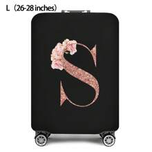 Initial Name A To Z Rose Gold Letter Luggage Cover Stretch Fabric Suitcase Protector Baggage Dust Case Cover Suitable For 18-32 Inch Suitcase Case Travel Organizer Luggage Protector Bag For School School Accessories School Stuff - Black - View 57