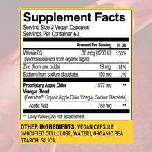 Suplemento de vinagre de sidra de manzana - Contiene una mezcla de 1877 mg de ACV y 750 mg de ácido acético - Apoyo al sistema inmunológico - 120 cápsulas - 1 botella - Ver 2