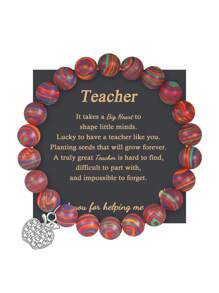1PC Valentine's Day Gift For Teacher Apple Bracelet, Mother's Day Gift For Teacher, Christmas Gift For Teacher Apple Bracelet, Teacher's Day Gift For Teacher, Thanks Gift For Teacher, Mom, Mother, Mother's Day, Gift