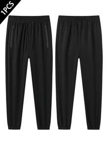 男友风格男士运动裤，带拉链口袋，轻便运动裤，适合健身、跑步、健身、训练 1 条男友风格男士长裤 男友风格男士休闲裤 - 黑色 - 查看 1