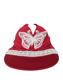 Casual Polyester Embellished Beaded Bow Decor Rhinestone Mesh Top Baseball Cap/Visor Hat For Women, Summer