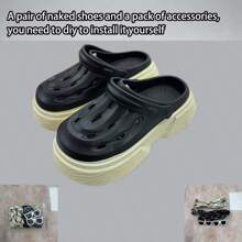 New Fashion Thick Bottom Hollow Out Sandals, Summer Garden Party Beach Shoes, Wedge Platform Ladies Slip-On Casual Breathable Non-Slip Increased Height Loafers