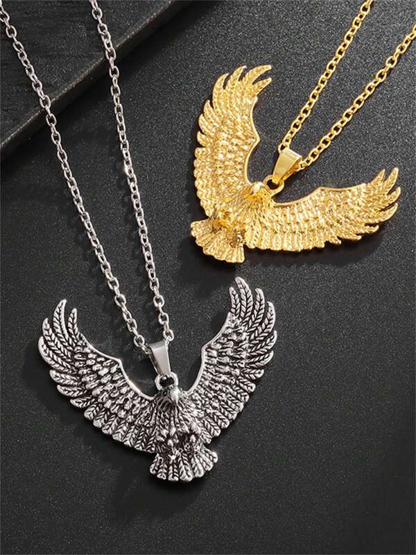 1 Stück neue Mode Punk Motorrad Stil Tier Adler Flügel Anhänger Halskette Herren Schmuck