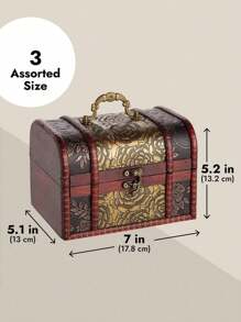 3 件套小型木质花形装饰盒，复古风格装饰箱，适合珠宝纪念品、硬币收藏和家居装饰（3 种不同尺寸），旅行收纳整理器，适合返校季