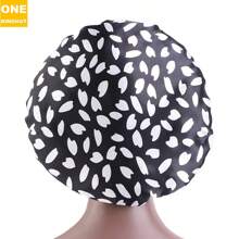Floral Print Bonnets Women Night Sleeping Cap Wide Elastic Band Silky Headwrap Ladies Hair Cover Shower Bathing Make-Up Hat