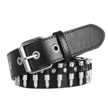1pc Punk Y2K Style Rivet Plastic Bullet Buckle Jeans Belt, Unisex Versatile Waist Belt - Multicolor - View 5