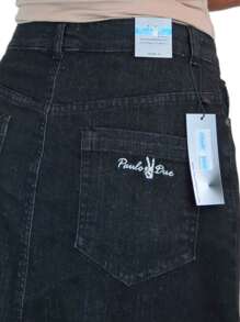 Paulo Due Stretch Denim Maxi Skirt - Black and White - View 4