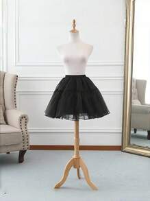 1 Stück Damen 80 cm langer Kristall Tüll Unterrock & 40 cm kurzer knochenfreier Petticoat, Lolita verstellbarer Krinolinen Petticoat, Soft Girl Puff Rock, Wolkenrock, kann zu langen & kurzen Kleidern getragen werden, geeignet für Hochzeit, Party, Auftritt, Cosplay, Tanz