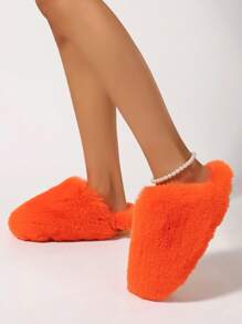 Men And Women's Fuzzy Scuff Slippers Memory Foam Winter House Slippers Bedroom Shoes Scuff Indoor Warm Slip On Soft Comfy Memory Foam Non-Slip Indoor House Shoes Faux Fur Slip Ons Faux Fur Slip Ons, Fluffy House Slippers For Women With Non-Slip Sole, Soft Plush Indoor Slippers - 橘色 - 查看 5