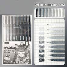 1 Box 9PCS Quick-Drying Gel Ink Pens, Medium Tip (0.5mm), 9 Colors, Plastic Material, Ideal For Drawing And Journaling