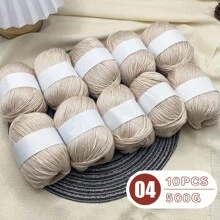 10 piezas Hilo de mezcla de seda de lujo [Aproximadamente 500g/10 Bolas por paquete] Hilo tejido suave y amigable con la piel de lana y cachemir - Adecuado para suéteres, bufandas, sombreros, mantas para bebés, cárdigans y chaquetas | Disponible en varios colores y multicolor