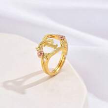 1pc Stylish Adjustable Rings With Heart, Letter, Geometric Pattern Design, Fashion Accessories, Ideal Gift