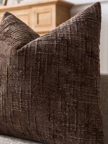 1 件中性雪尼尔枕套，柔软纹理装饰抱枕套，适用于沙发、床、家居装饰，45 X 45 厘米 - 咖啡棕 - 查看 3