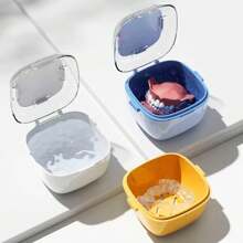 1pc Dual Layer Portable Dental Retainer Case, ABS Sealed Orthodontic Retainer Storage Box, Invisible Retainer Teeth Correction Holder Box, Odor-Proof, Moisture-Proof, Compact Design, Battery-Free, Suitable For Home And Travel Use, Portable Denture Storage Box, Household Organization Storage Container, Dual Layer Dental Box, Retainer Case, Invisible Retainer Storage Box, Summer Travel Dental Care Box - Multicolor - View 2